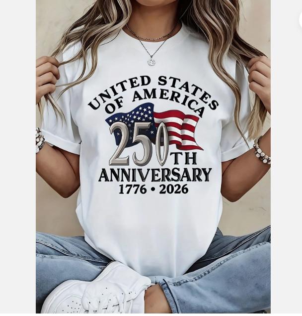 Maglietta 250° Anniversario USA 1776 2026 Patriottica Bandiera Americana T-Shirt