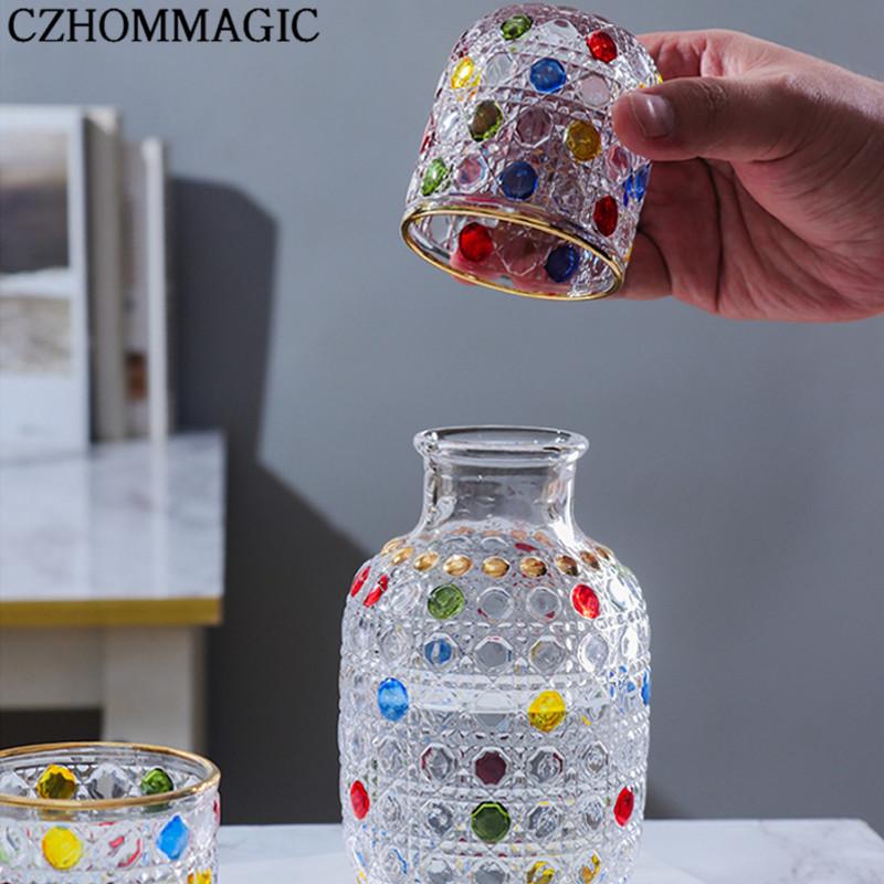 Colorful Dot Glass Carafe and Cup Set - 15oz Borosilicate Drinkware - Ideal for Bedside or Entertaining - Great Birthday Gift