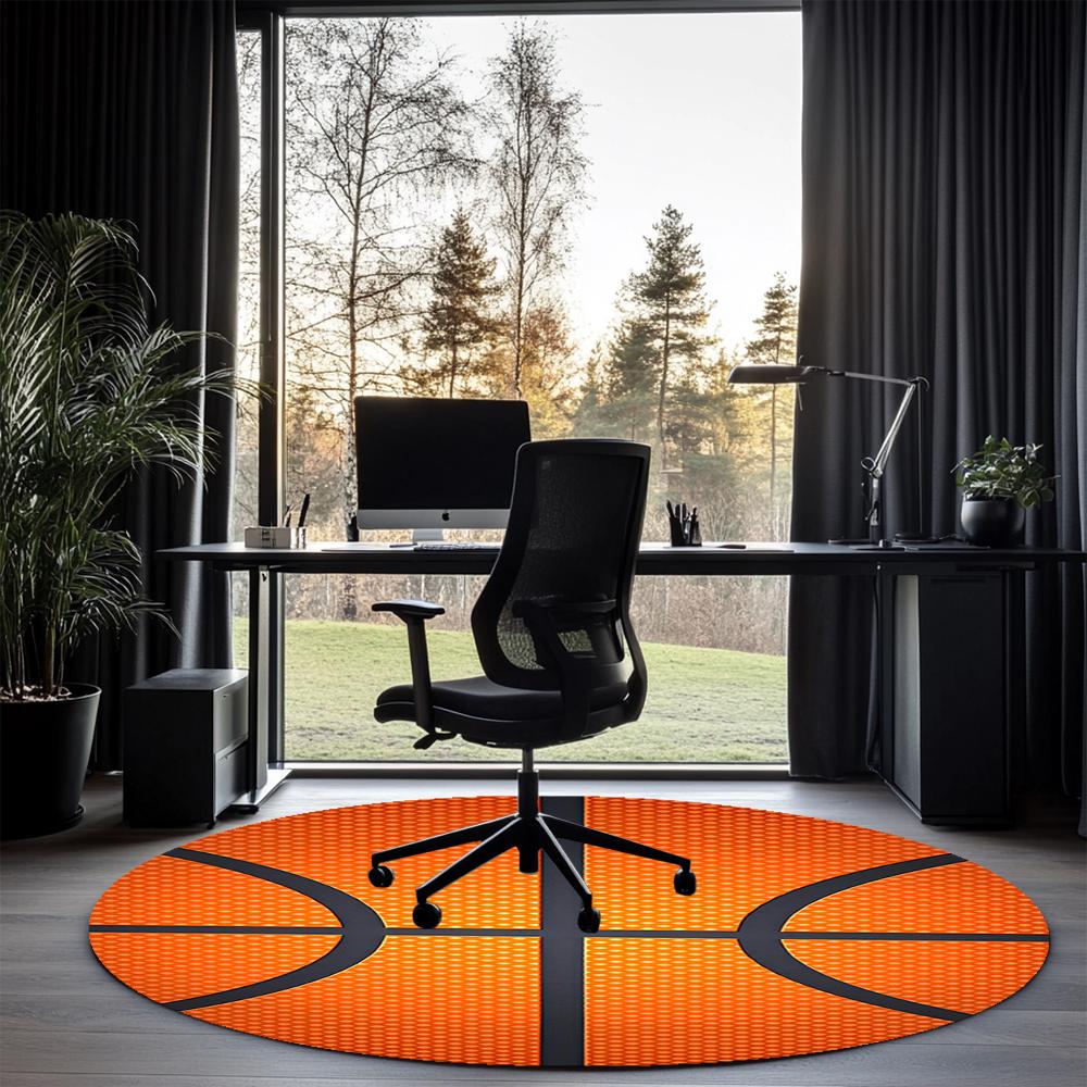 basketball Printed Round Rug Carpet Chair Rug Area Rug Entryway Doormats,for Office Chair Living Room Bedroom Kitchen Room.
