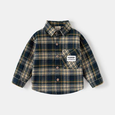 Kinder Hemd 2024 Neue Herbst Tragen Jungen Poliert Plaid Langarm-shirt Baby Top kinder kleidung