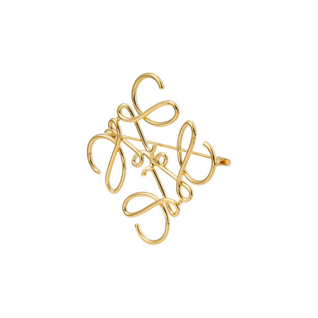 Loewe Logo Pattern Brass Brooch Women Accessories Gold 111.25.020-8130