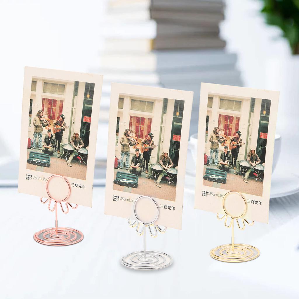 20PCS Wire Table Picture Photo Holder Gold Plated Reusable Table Card Holder for Wedding Ann