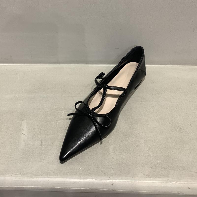Fashion Bailamos 2025 Brand New Spring Flats Fashion Bow-knot Casual Loafers Pointed Toe Shallow Slip On Ladies Elegant Ballerina Shoes