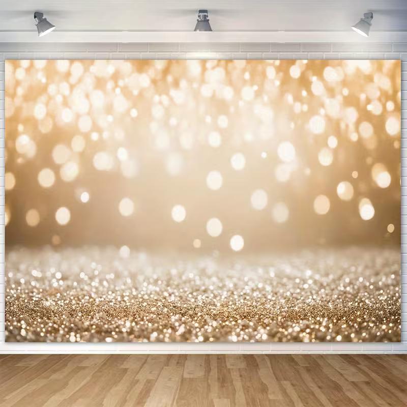 2D Champagne Gold Bokeh Backdrop for Holiday, Wedding and Live Streaming 47.2x31.5inch/120*80cm