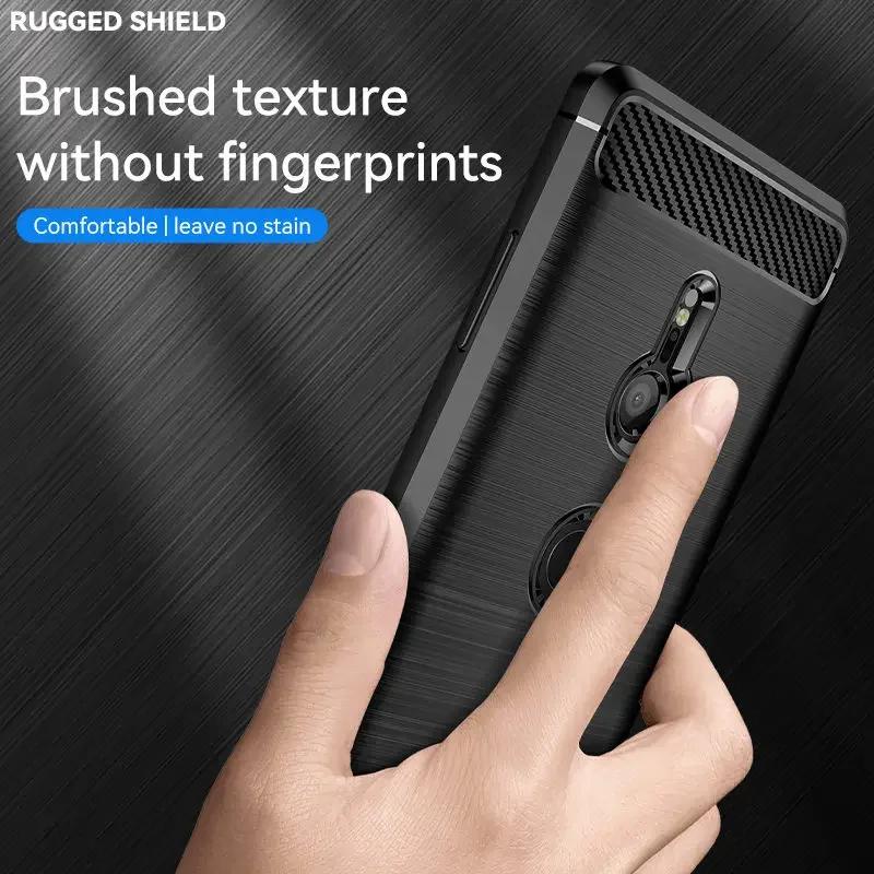 Capa TPU com textura de fibra de carbono para Sony Xperia XZ3 XZ2 Compact XZ1 Premium XA2 Ultra XA1 Plus Capa protetora à prova de choque Fundas
