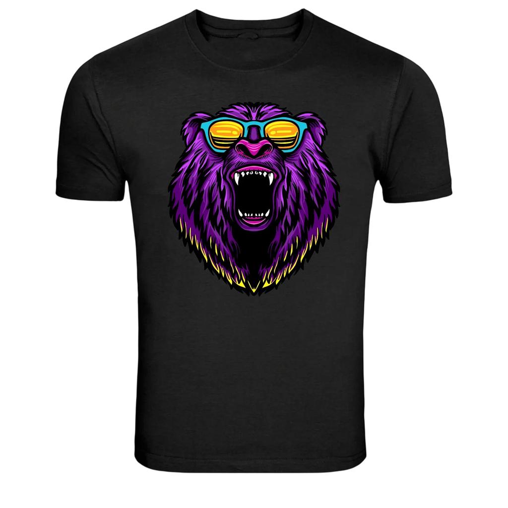 Neon Gorilla With Sunglasses Retro Animal Graphic T-Shirt
