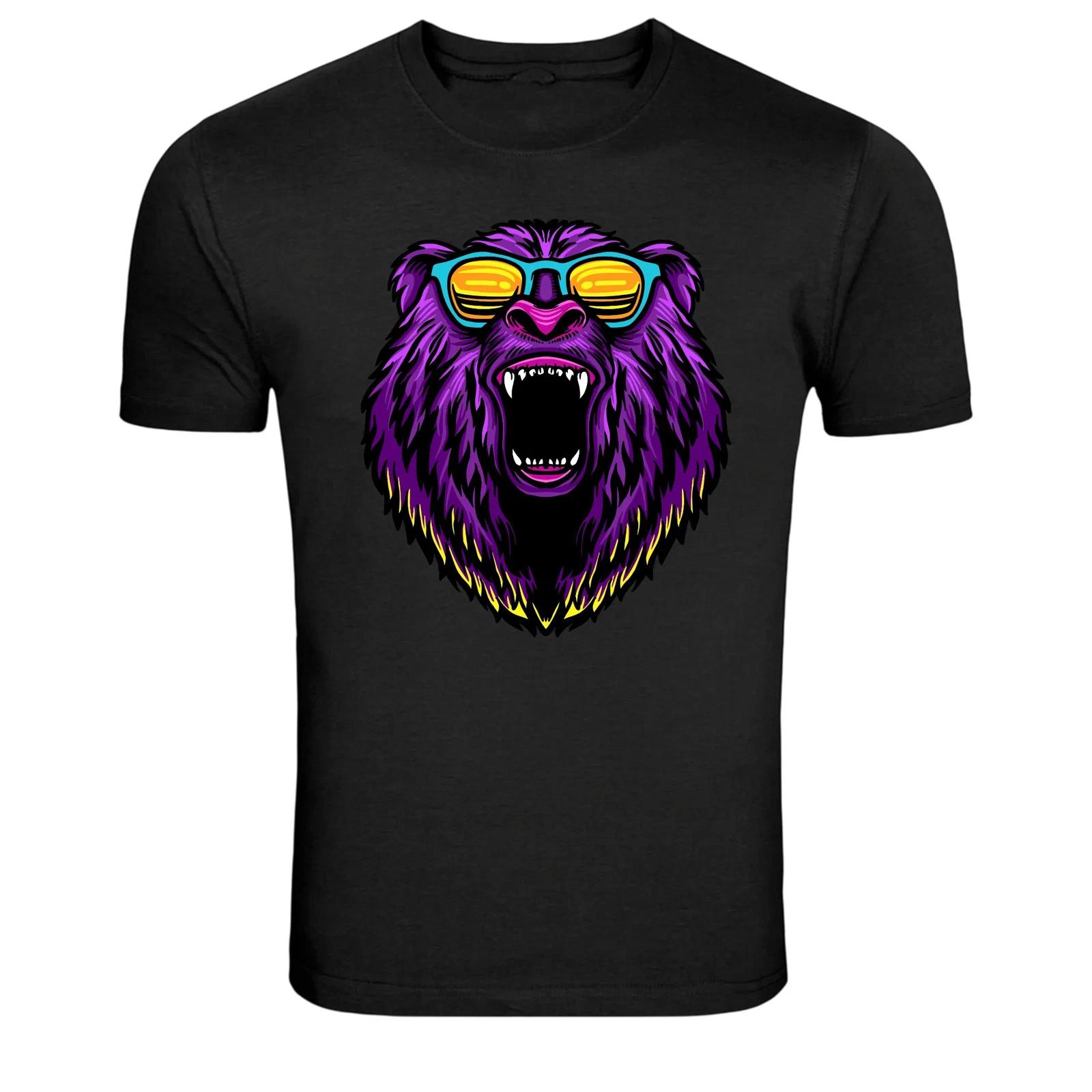 Neon Gorilla With Sunglasses Retro Animal Graphic T-Shirt 3XL