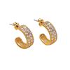 Elegant C-Shaped Zircon Stud Earrings – European and American Style, High-end Feel, Light Luxury Design
