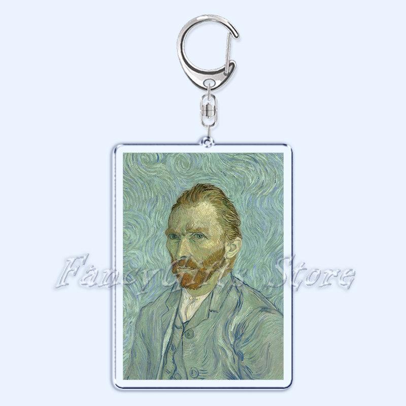 

Hot Classic Oil Painting Keychain for Accessories Bag Pendant Van Gogh Monet Art Sunflower Key Chain Ring Keychains Jewelry Gift