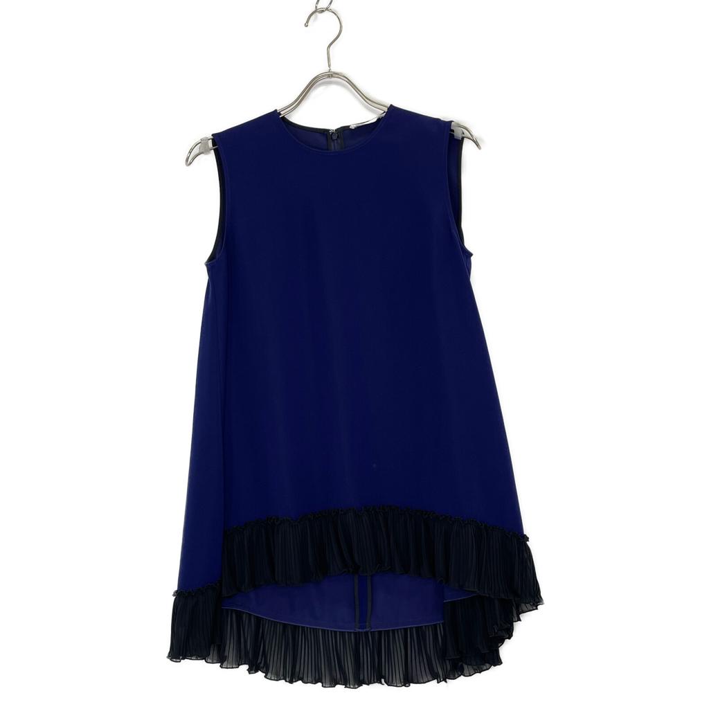 ADEAM Excellent Condition 42388 Chiffon Pleated Sleeveless Tunic Dress S Navy X blackUsed
