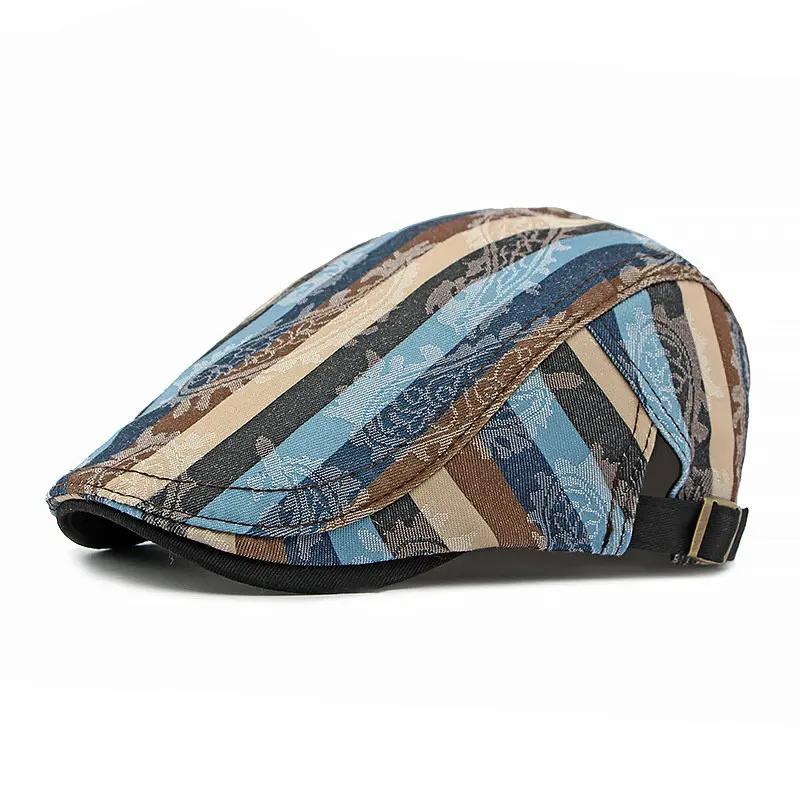 Spring Cotton Print Newsboy Caps Flat Peaked Cap Men and Women Painter Beret Hats 160