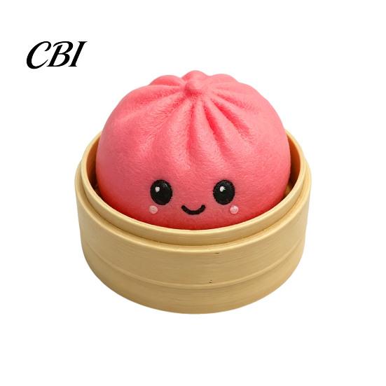 Soft Squishy Keychain Press Button Keychain, Steamed Bun Decompression Toy with Smiling Face Pattern, Slow Rebound Feel Portable Mini Stress
