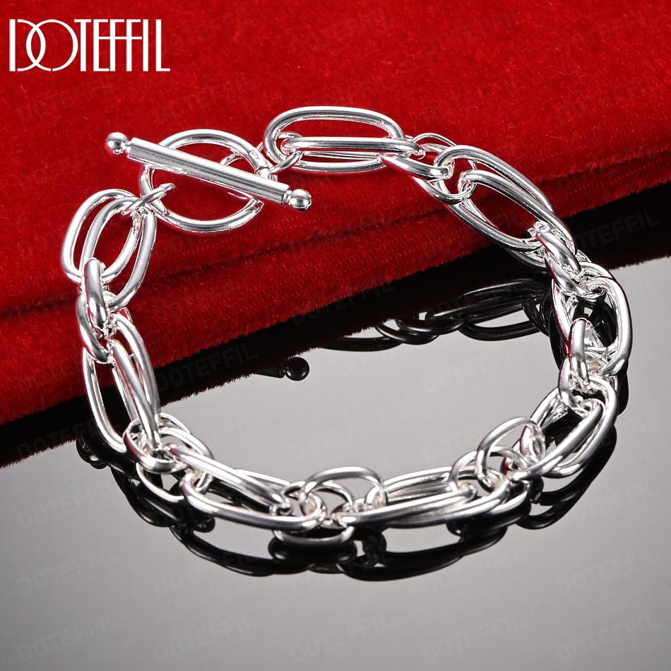 925 Sterling Silver Geometric Charm Bracelet Wedding Jewelry
