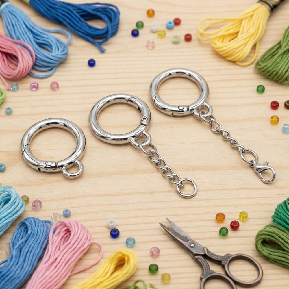 10Pcs Mirror Polish Keychains Keys Holder Spring Ring Clasp Keyring Split Ring DIY Key Chains
