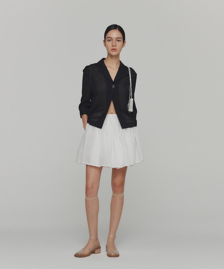 Amomento Cotton Shirring Banding Skorts_White