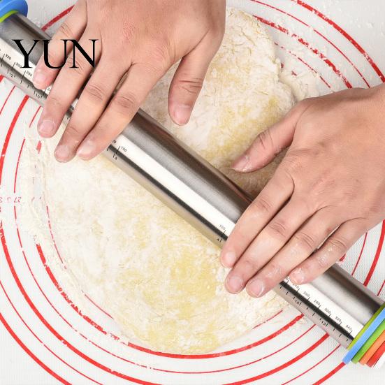 Safe Food Grade Tool for Pastries Rolling Pin with Thickness Rings, Ergonomic Measurement Markings Kitchen Tool, Sturdy Baker Accessories Home