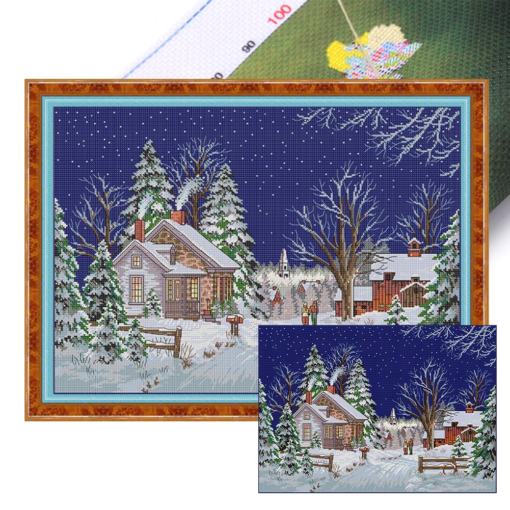 Full Embroidery Eco-cotton Thread 14CT Printed House Cross Stitch Kit Art