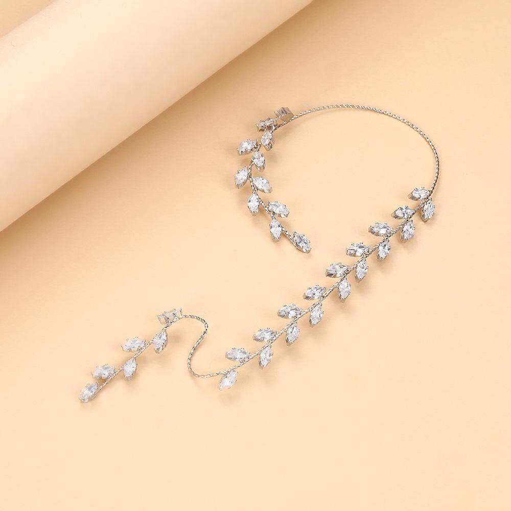 Shiny Leaf Rhinestone Tassel Bracelet , Fashion Alloy Jewelry , Unique Design for Women