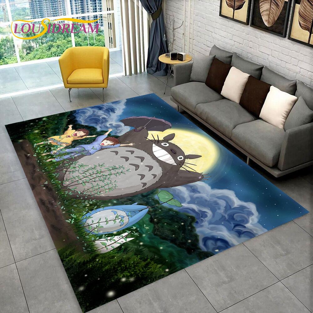 Cartoon My Neighbor T-Totoro Anime Area Rug,Carpet Rug for Living Room Bedroom Sofa Doormat Decoration,Kid Non-slip Floor Mat 3D