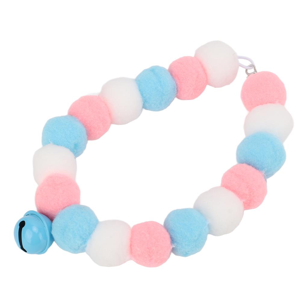 Pet Collar Soft Lightweight Plush Balls Cute Dog Cat Collar with Bell for Party DailyBlue 29cm