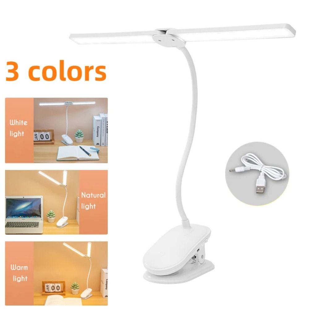 Touch Dimming LED Clamp Double Head Desk Lamp Flexible Reading Lamp with Clip Learning