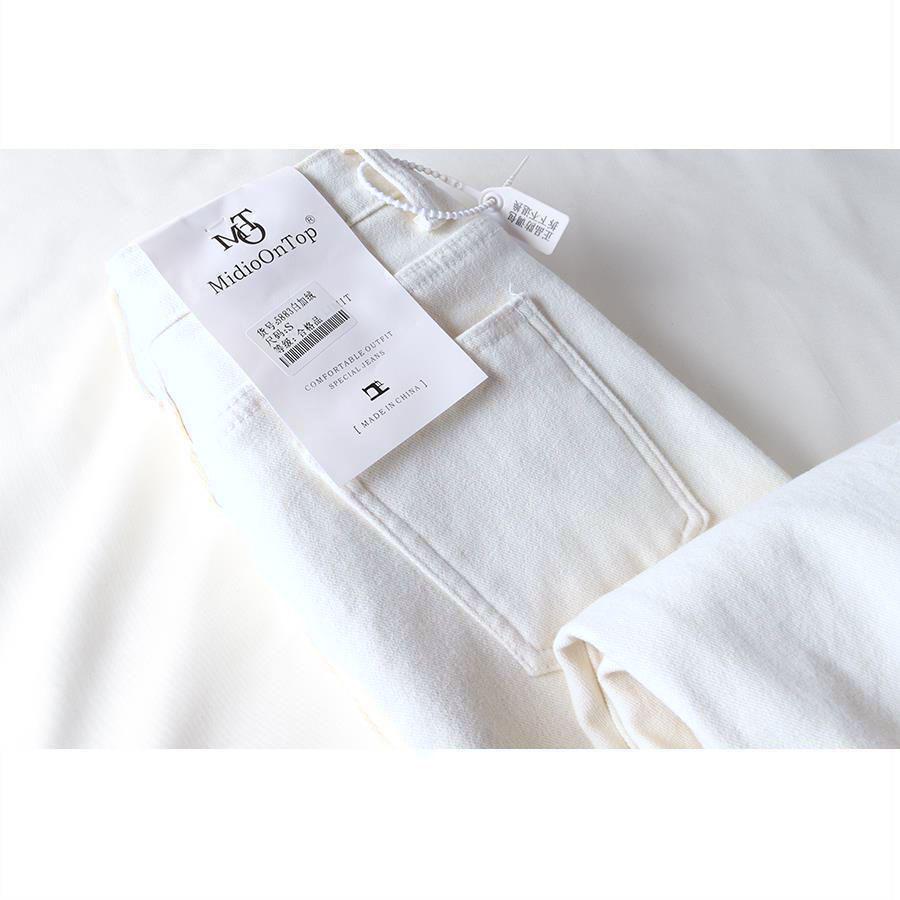Spring 2026 Women's High-Waist Slim Fit White Harem Jeans