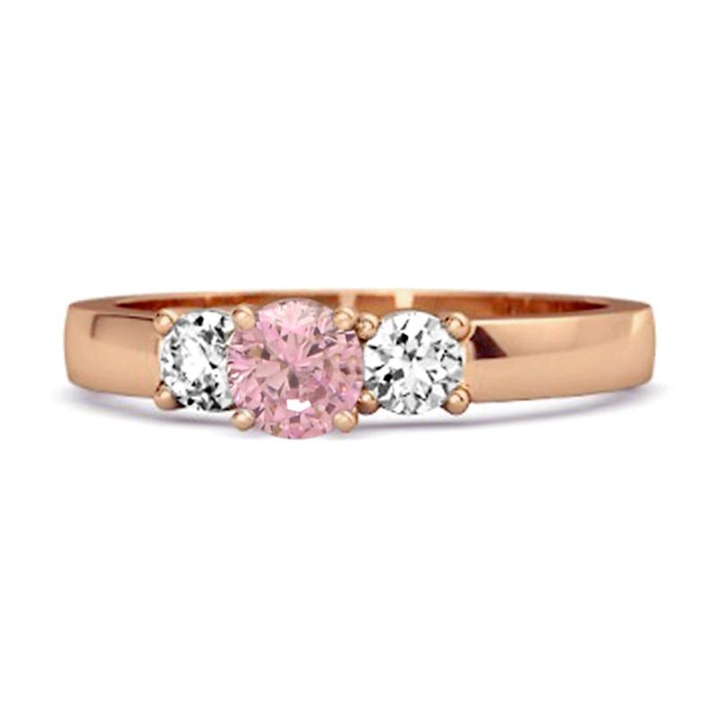 

Pink CZ Elegant Three Stone Women Wedding Ring - 925 Sterling Silver Rose Gold Vermeil 9.5 рожевий колір золота
