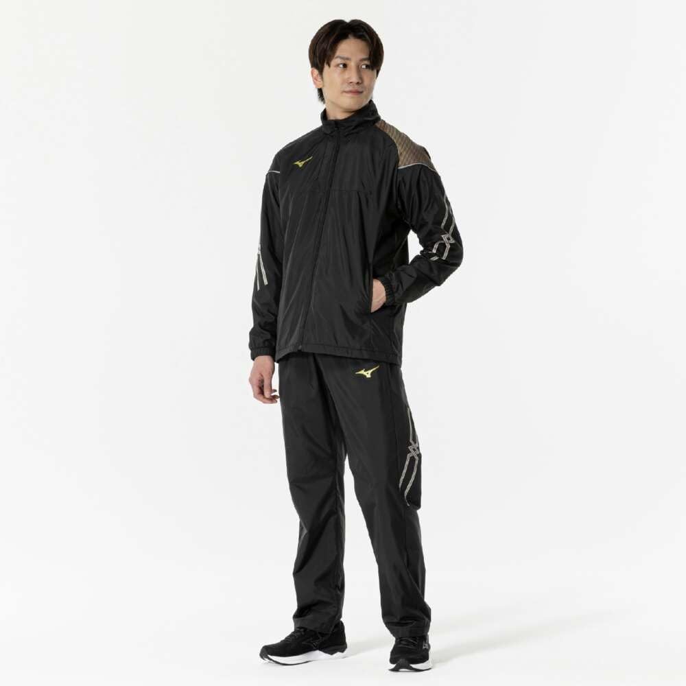 Mizuno Breath Thermo Training Warmer Jacket with and Windproof Black x Size L MC-LINE Moisture-Wicking, Heat-Generating, Water-Repellent, Lining,