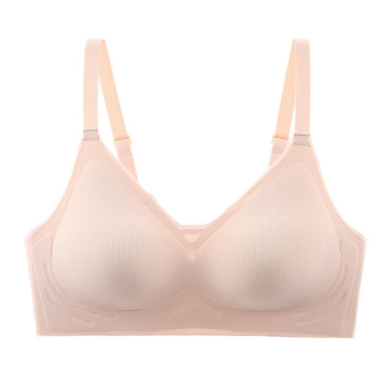 Seamless Underwear Women's Gathered Thin Cup Bra Without Underwire, Comfortable for Young Students