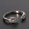 Fashion Women's Adjustable Rhinestones Leaves Opening Cuff Ring Jewelry Gift