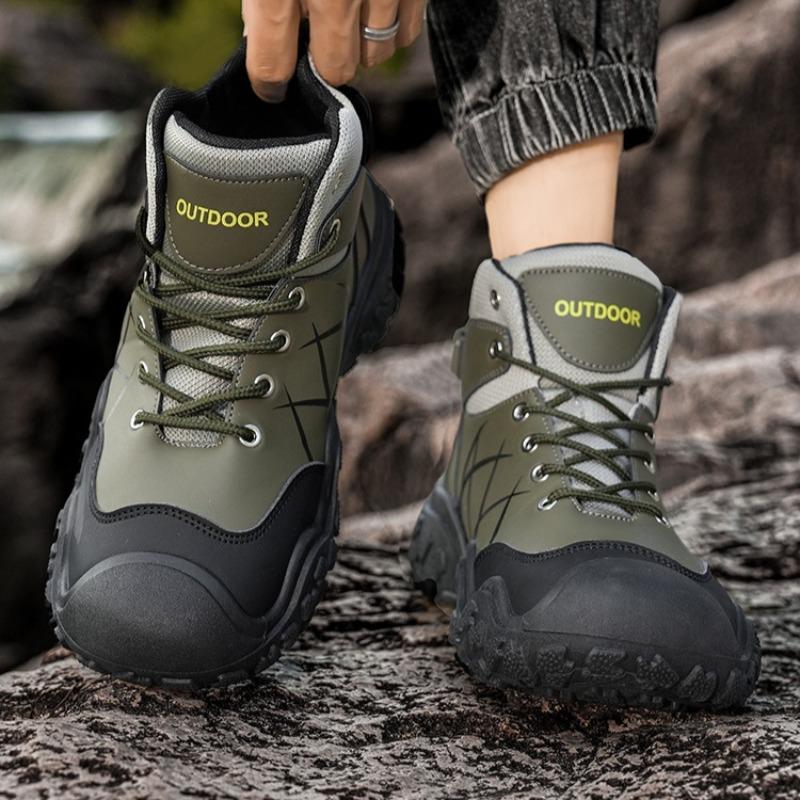 Fashion Men's Leather Outdoor Sports Shoes Men Fashion Mountaineering Hiking Waterproof Shoes Outdoor Desert Combat Boots Zapatos Hombre