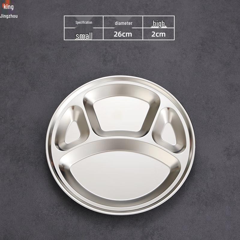 Jingzhou 304 Stainless Steel Four-Compartment Divided Meal Plates
