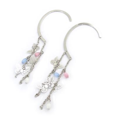 [K0276] - Pink Blue 'Butterflies' Ear Tracks