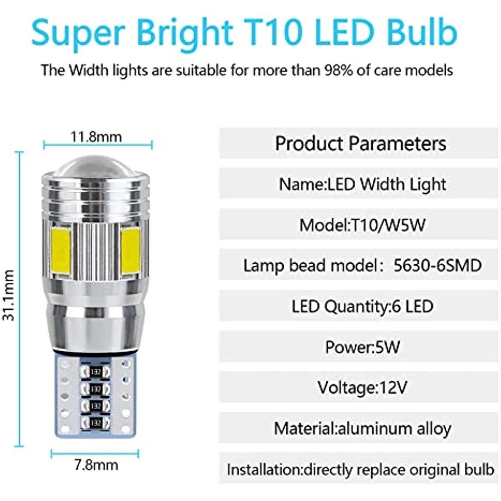 Plafoniera auto LED T10 W5W (Lumină Led Auto) Potrivit pentru luminile plăcuțelor de înmatriculare lumini laterale lumini de poziție și lumini de tavan (4 buc).
