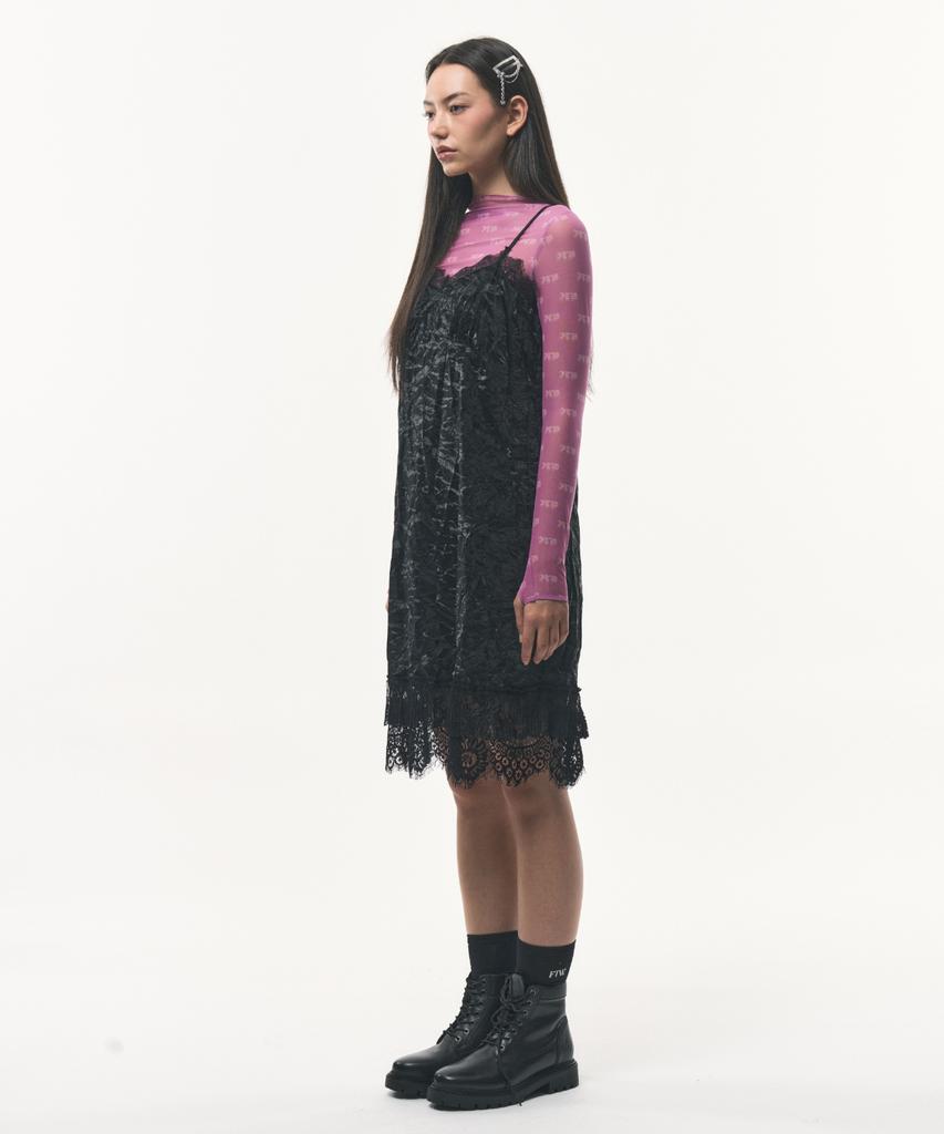 Podeowedeo Crease Lace Dress (Black)