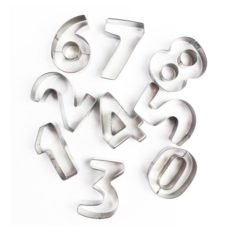 9Pcs Number Cookie Cutters Set Stainless Steel Digital Shape Biscuits Dough Cutter Cookie Fondant Cake Baking Mold Kitchen Tool