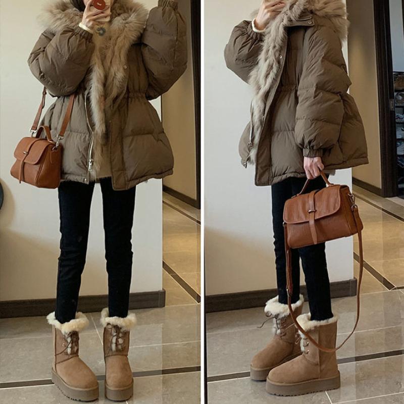Women's padded thickened warm non-tired feet thick soles heightened comfortable waterproof non-slip casual Martin snow boots cotton shoes