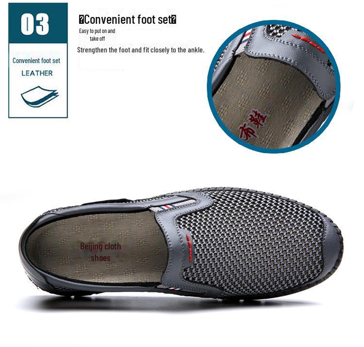 Ademende zomerschoenen voor heren met mesh - comfortabele sandalen met zachte zool voor vaders van middelbare leeftijd