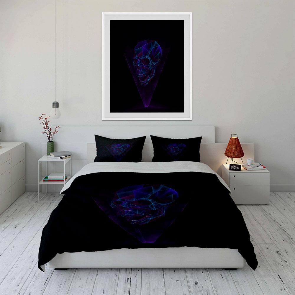 Geometric Skull Art Decor Set Soft Comfortable Duvet Cover Bedding Set Included 1*Duvet Cover & 2*Pillowcases, Gift