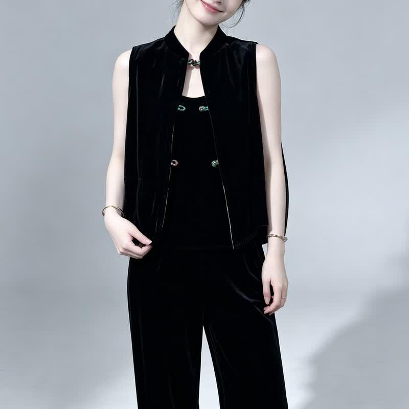 Women s Elegant Mulberry Silk Velvet Vest M