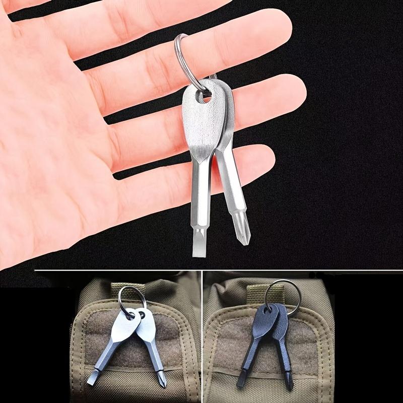 2PCS Portable Screwdriver Set Outdoor EDC Personal Tool with Flat Head And Phillips Head Screwdrivers Key Ring Included