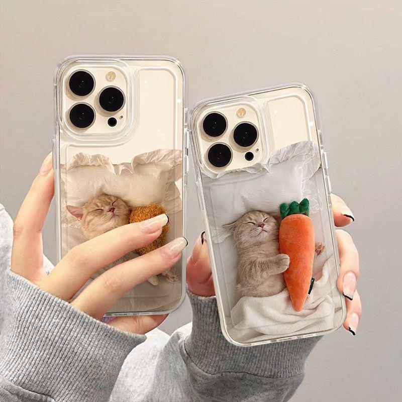 Applicable to Apple 11 mobile phone case 11 new 11promax transparent 11 creative couple simple style cute cat