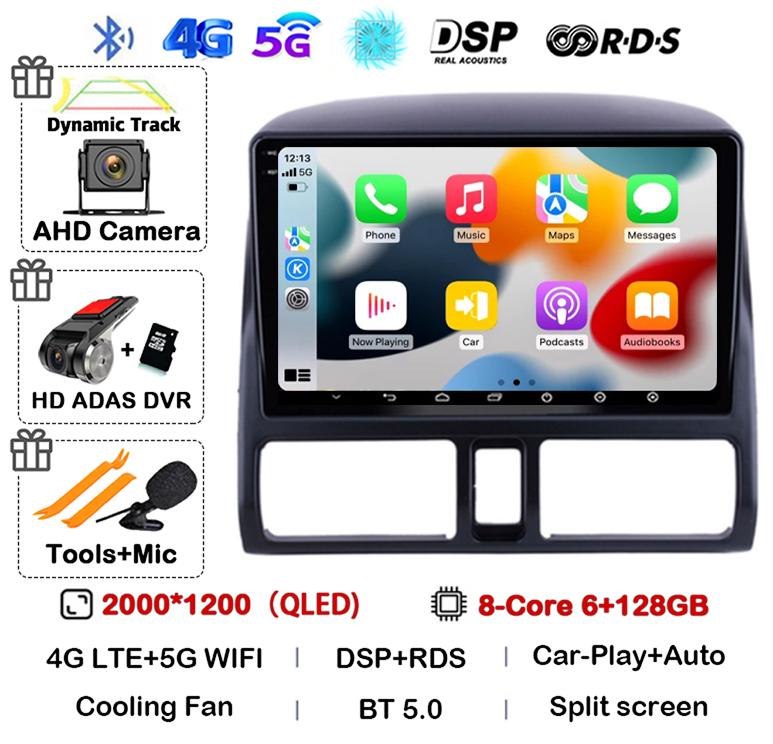 Android 14 Carplay Auto Car Radio For Honda CR-V CRV 2 2001-2006 Stereo GPS Multimedia Video Player WIFI+4G Head Unit Audio DSP