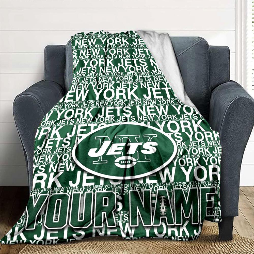 Name Custom NY Jets Print Flannel Blanket High Quality Warm Comfortable Cover for All Seasons Perfect for Gifts Home Decor