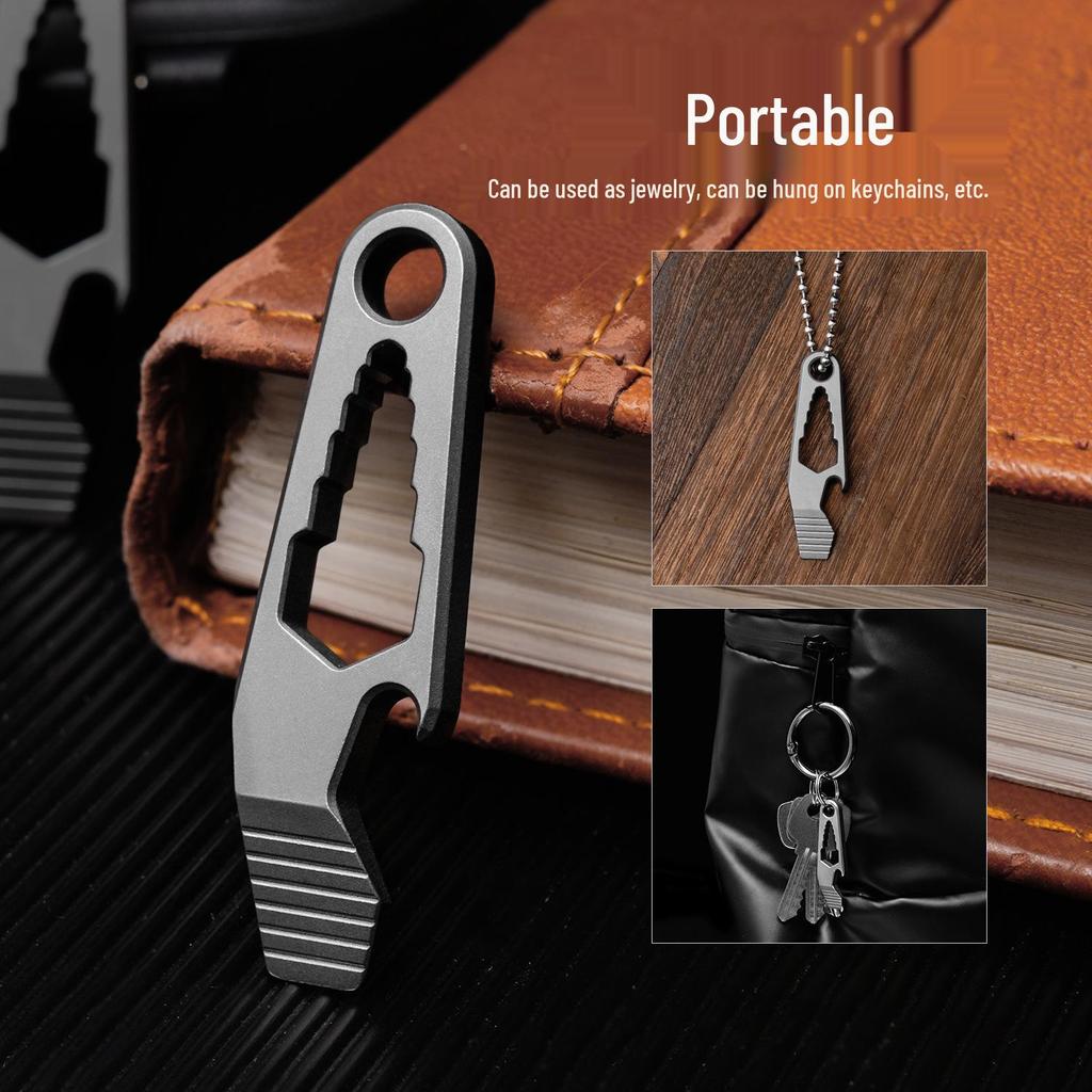 Titanium Alloy EDC Pry Bar & Bottle Opener Keychain Pendant