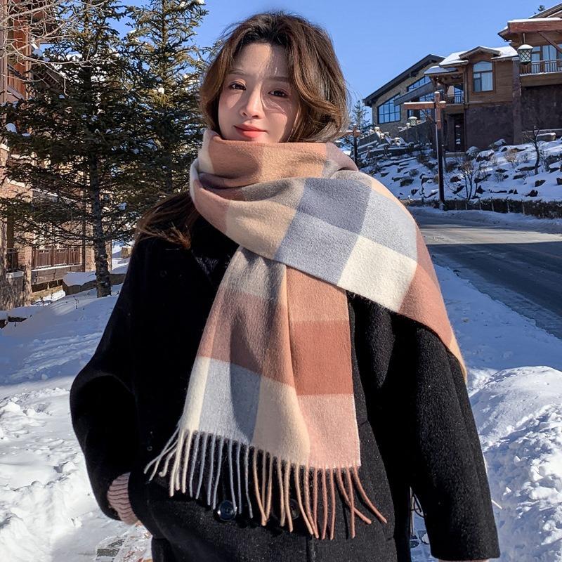Atmosphere pure wool plaid scarf retro men and women couples high-grade thickened winter warm scarf