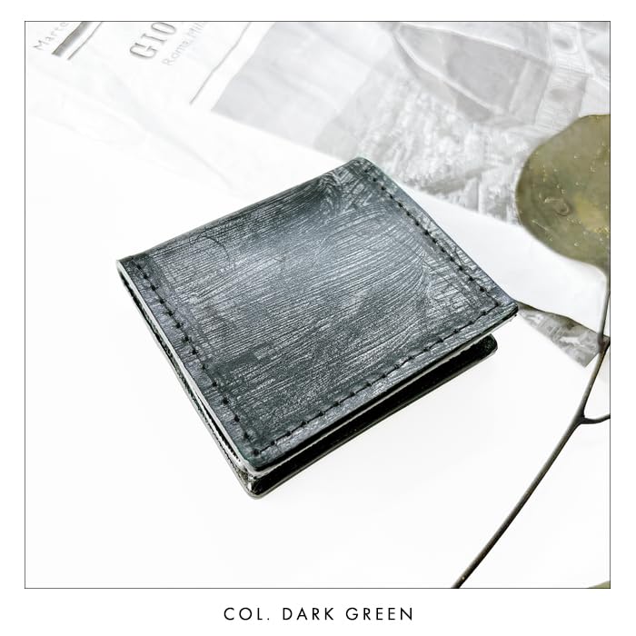 Box-shaped coin purse, slim wallet for women and compact wallet for men, made of genuine bridle leather [NB], black