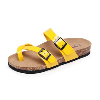 Women's Cork Slides with Buckle Straps Flat Heels Elegant Sandals Unisex Beach Slipper Shoes