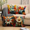 Blumenkunst Ölmalerei Stil Digitaldruck Kissenbezug Kurzer Plüsch Geeignet für Wohnzimmer Schlafzimmer Sofas Dekokissenbezug