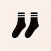 3 Pairs Breathable Sports Socks - Mid-Calf & Ankle Length, Moisture-Wicking, Black-White Stripes, Soft  for Gym, Running, Hiking